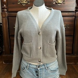 Light Sage Green Knit Cropped Cardigan